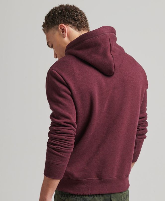 Superdry облекло N00H522 червен мъже суичър с лого от органичен памук