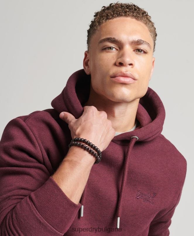 Superdry облекло N00H522 червен мъже суичър с лого от органичен памук