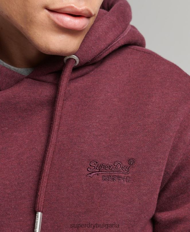 Superdry облекло N00H522 червен мъже суичър с лого от органичен памук