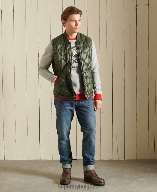 Superdry облекло N00H5232 сиво мъже core лого американски класически суитшърт ringer crew