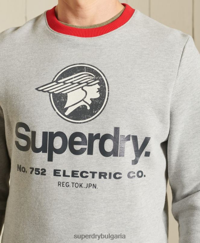 Superdry облекло N00H5232 сиво мъже core лого американски класически суитшърт ringer crew