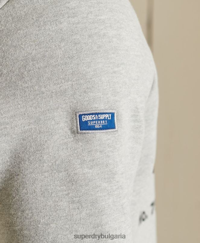 Superdry облекло N00H5232 сиво мъже core лого американски класически суитшърт ringer crew