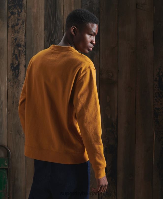 Superdry облекло N00H5235 жълто мъже лимитирана серия суитшърт със сух графика