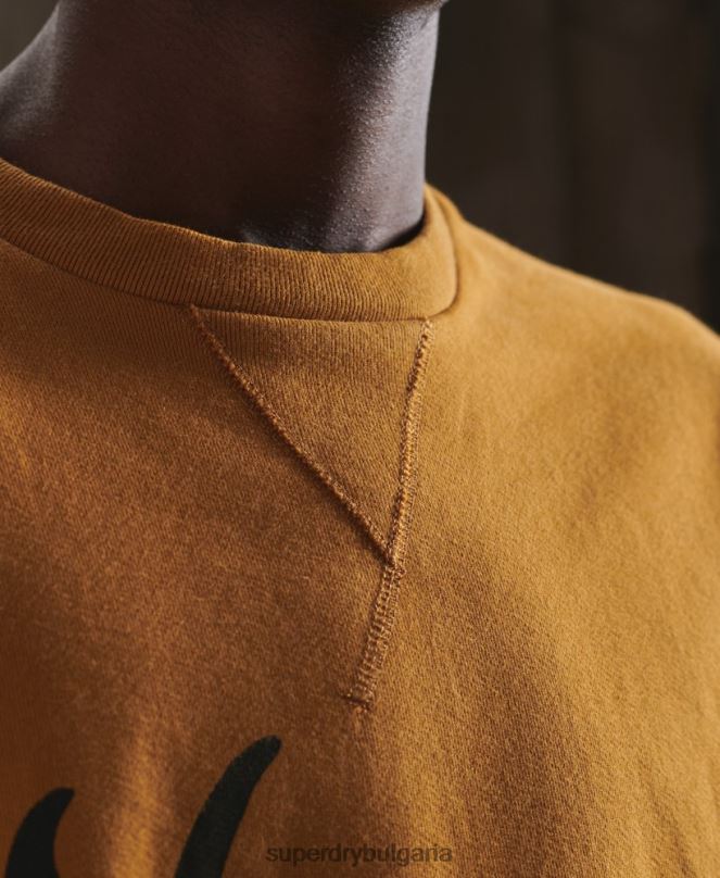 Superdry облекло N00H5235 жълто мъже лимитирана серия суитшърт със сух графика