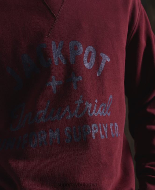 Superdry облекло N00H5236 червен мъже лимитирана серия суитшърт със сух графика