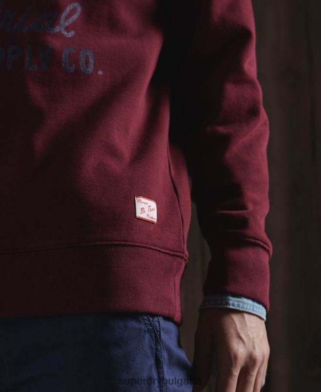 Superdry облекло N00H5236 червен мъже лимитирана серия суитшърт със сух графика