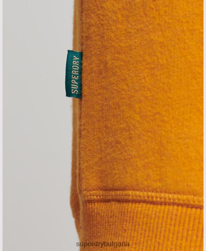Superdry облекло N00H523 жълто мъже ретро бродиран суичър на екипажа с лого