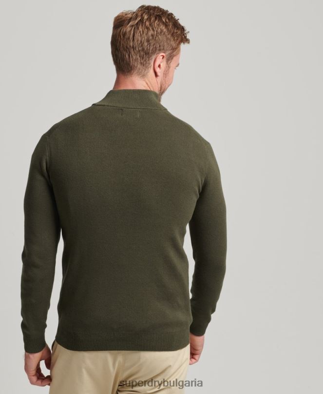 Superdry облекло N00H5243 зелено мъже бродиран суитшърт от органичен памук