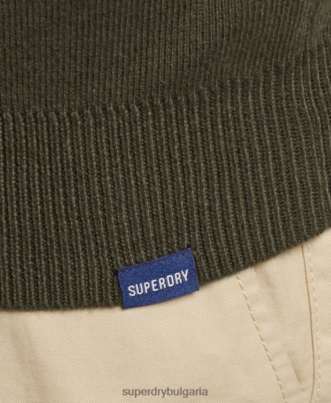Superdry облекло N00H5243 зелено мъже бродиран суитшърт от органичен памук
