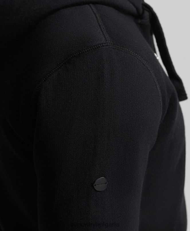 Superdry облекло N00H5262 черен мъже качулка с цип от органичен памук
