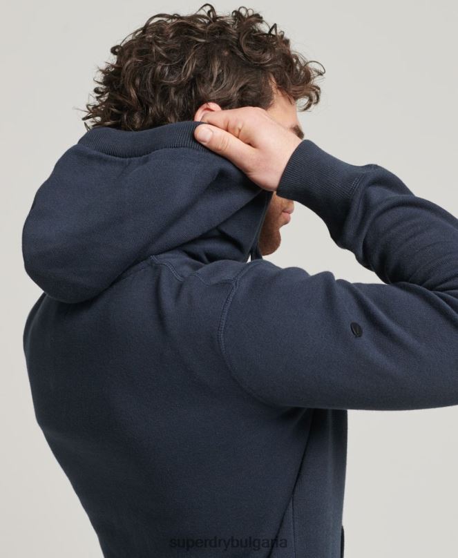 Superdry облекло N00H5266 военноморски флот мъже качулка с цип от органичен памук