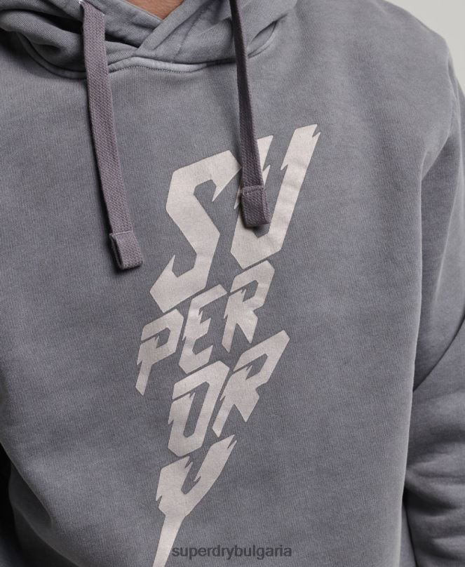 Superdry облекло N00H526 тъмно сив мъже винтидж инди марка качулка