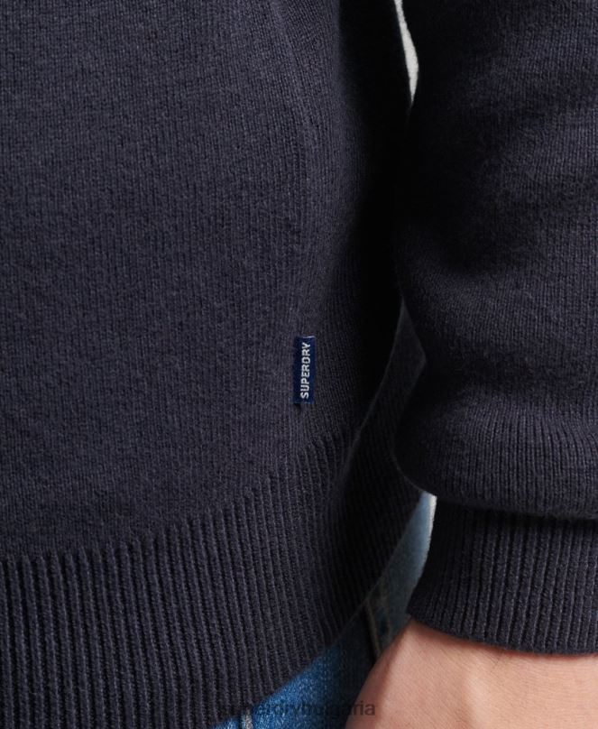Superdry облекло N00H5308 военноморски флот мъже бродиран суитшърт от органичен памук