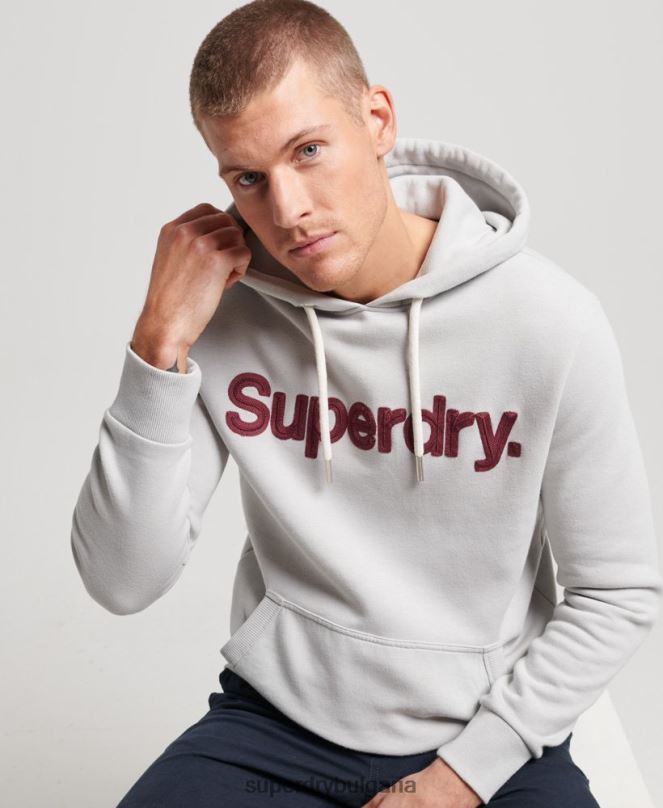 Superdry облекло N00H531 сиво мъже класическа качулка с ретро лого