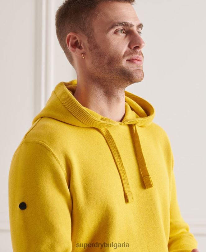 Superdry облекло N00H5317 жълто мъже суичър с качулка от органичен памук