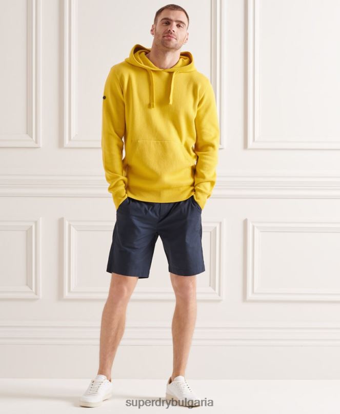 Superdry облекло N00H5317 жълто мъже суичър с качулка от органичен памук