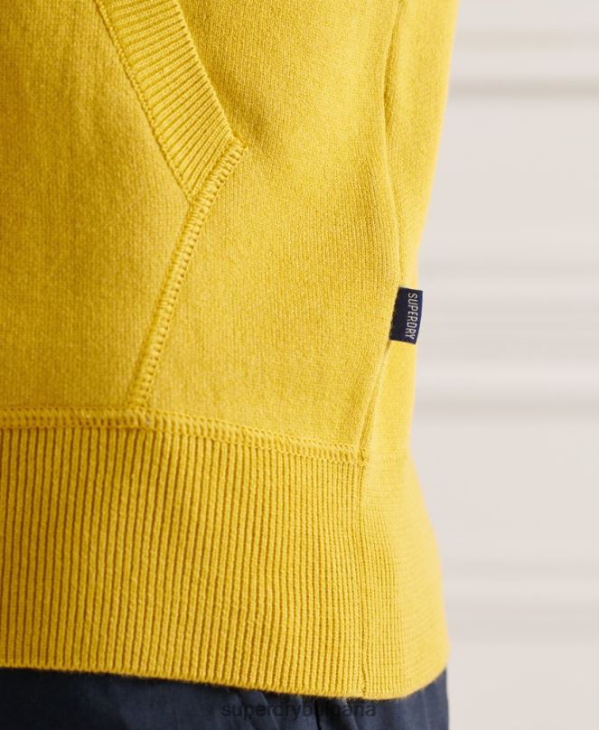 Superdry облекло N00H5317 жълто мъже суичър с качулка от органичен памук