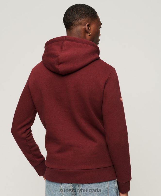 Superdry облекло N00H533 червен мъже ретро качулка с релефно лого