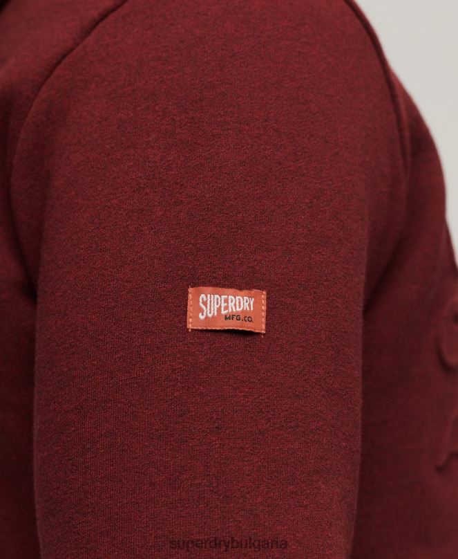 Superdry облекло N00H533 червен мъже ретро качулка с релефно лого