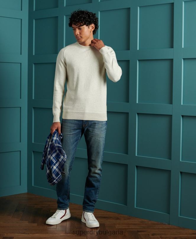 Superdry облекло N00H5344 сиво мъже незаменим памучен суичър за екипажа