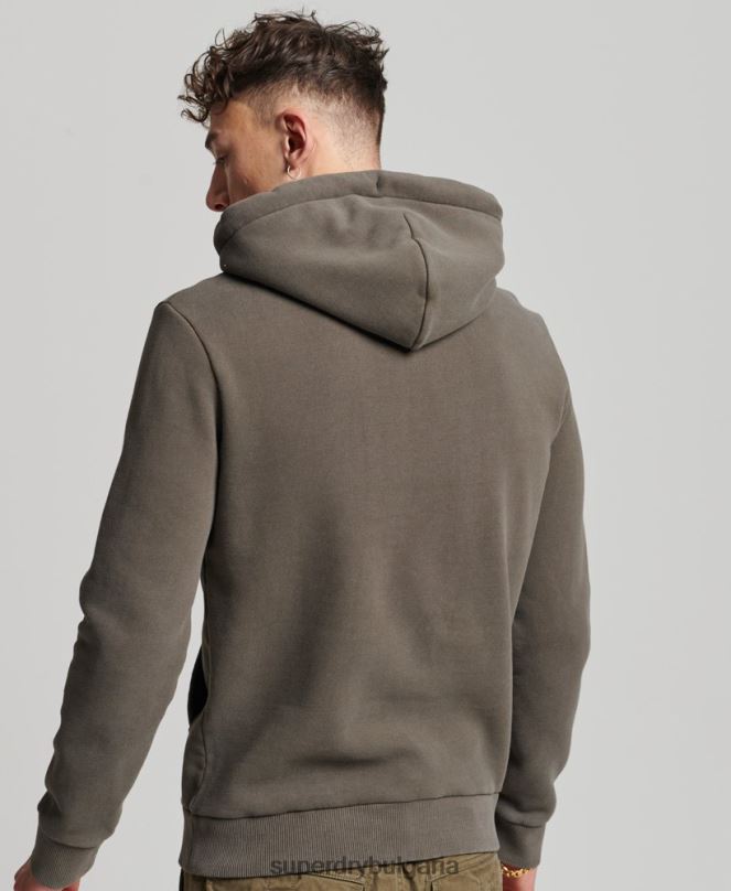Superdry облекло N00H535 тъмно сив мъже винтидж качулка с лого