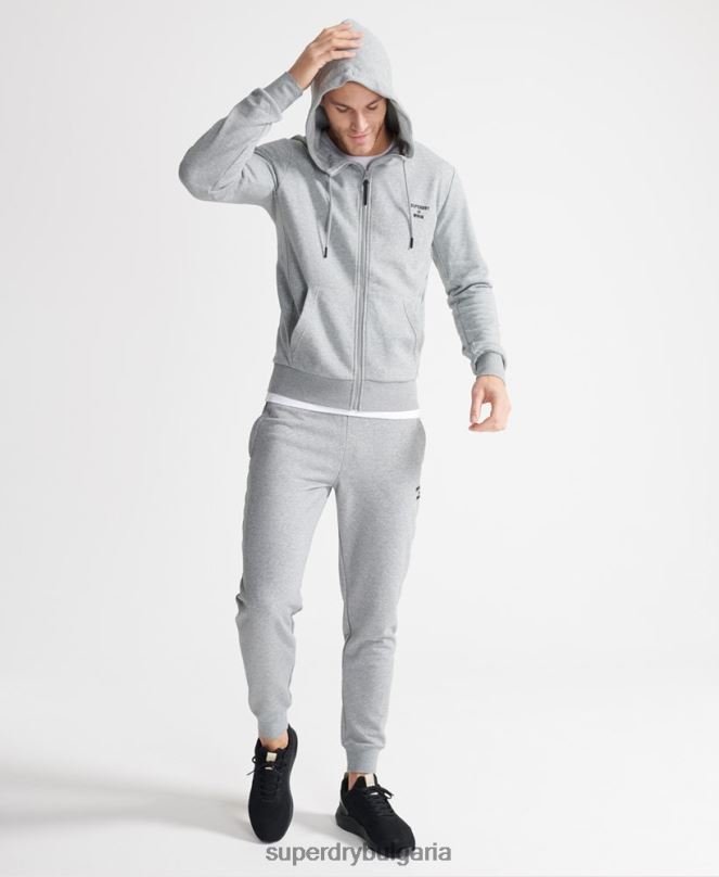Superdry облекло N00H5362 сиво мъже тренировъчна спортна качулка с цип