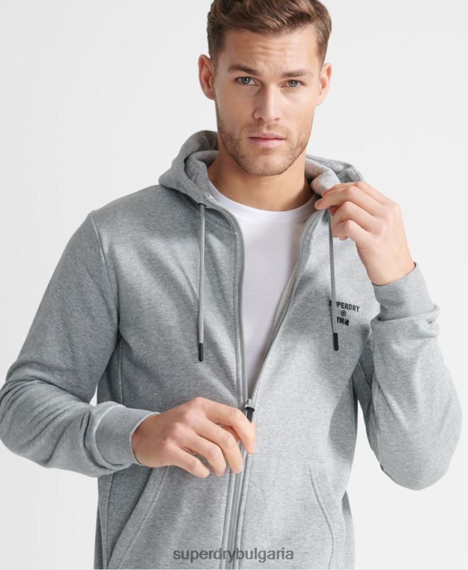 Superdry облекло N00H5362 сиво мъже тренировъчна спортна качулка с цип