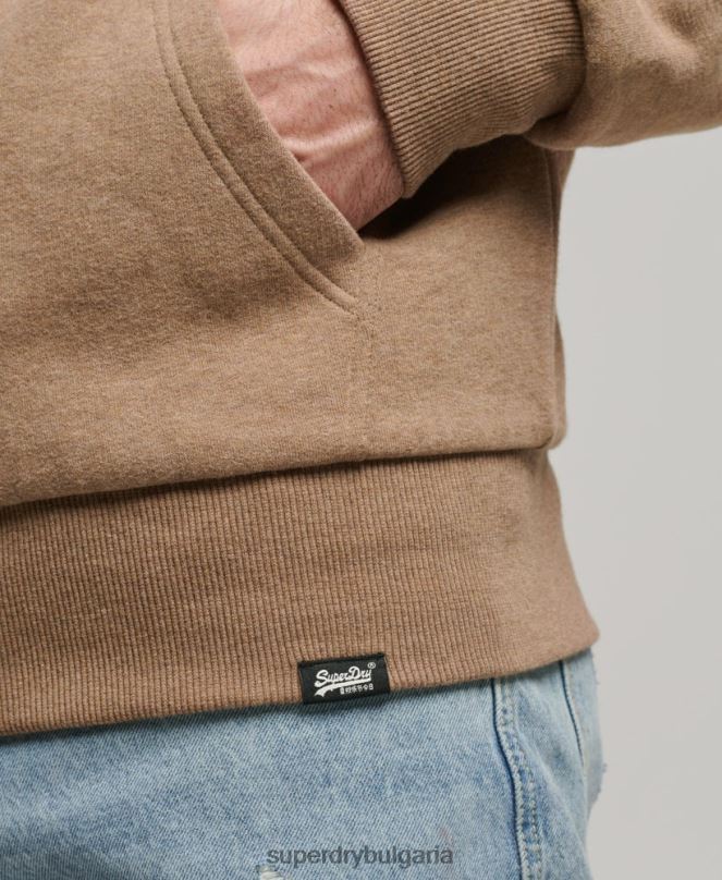 Superdry облекло N00H538 кафяво мъже есенциална суичър с качулка с цип с подплата