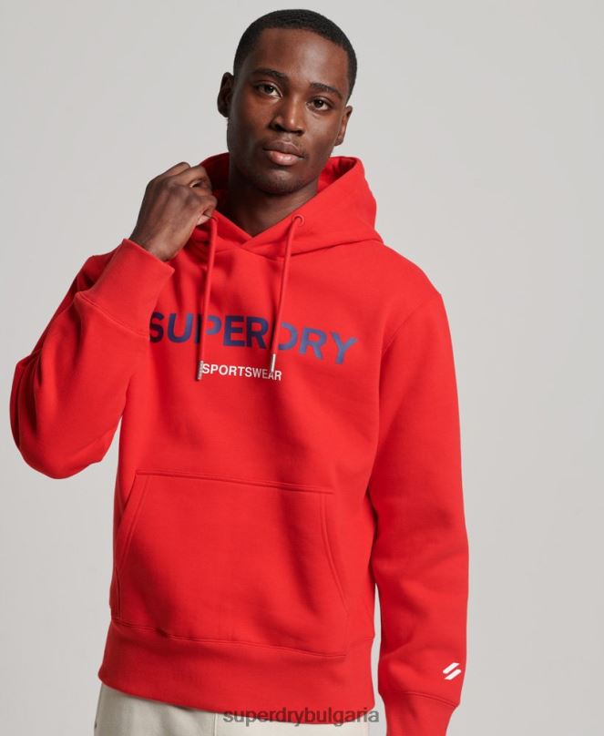 Superdry облекло N00H540 червен мъже код спортно облекло качулка