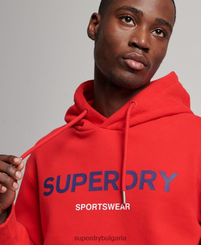 Superdry облекло N00H540 червен мъже код спортно облекло качулка