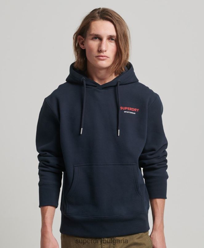 Superdry облекло N00H541 военноморски флот мъже код спортно облекло качулка