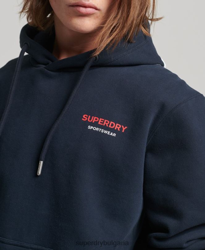 Superdry облекло N00H541 военноморски флот мъже код спортно облекло качулка