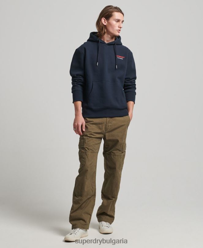 Superdry облекло N00H541 военноморски флот мъже код спортно облекло качулка