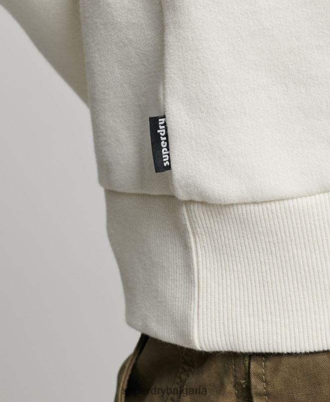 Superdry облекло N00H542 бяло мъже стикер за пътуване суитшърт на екипажа