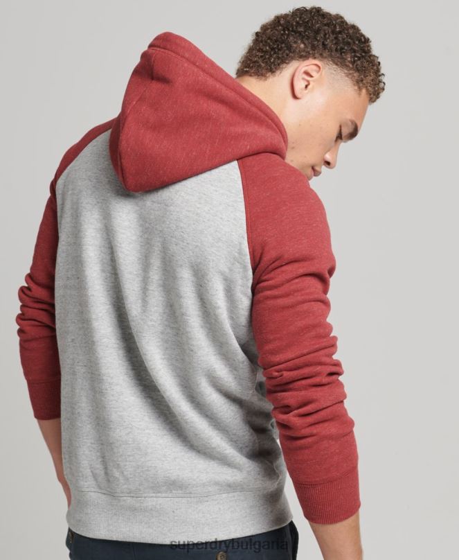 Superdry облекло N00H548 светло сив мъже бейзболна качулка с винтидж лого от органичен памук