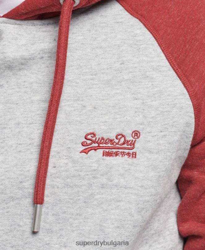 Superdry облекло N00H548 светло сив мъже бейзболна качулка с винтидж лого от органичен памук