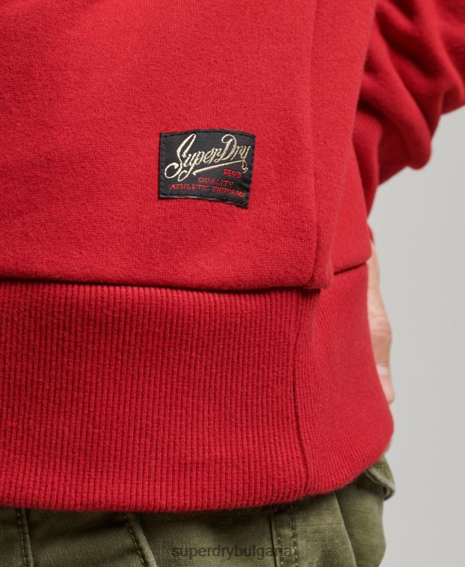 Superdry облекло N00H549 червен мъже винтидж суитшърт за студентски екип