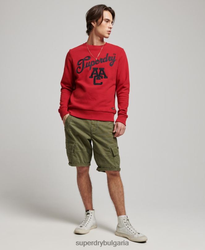 Superdry облекло N00H549 червен мъже винтидж суитшърт за студентски екип