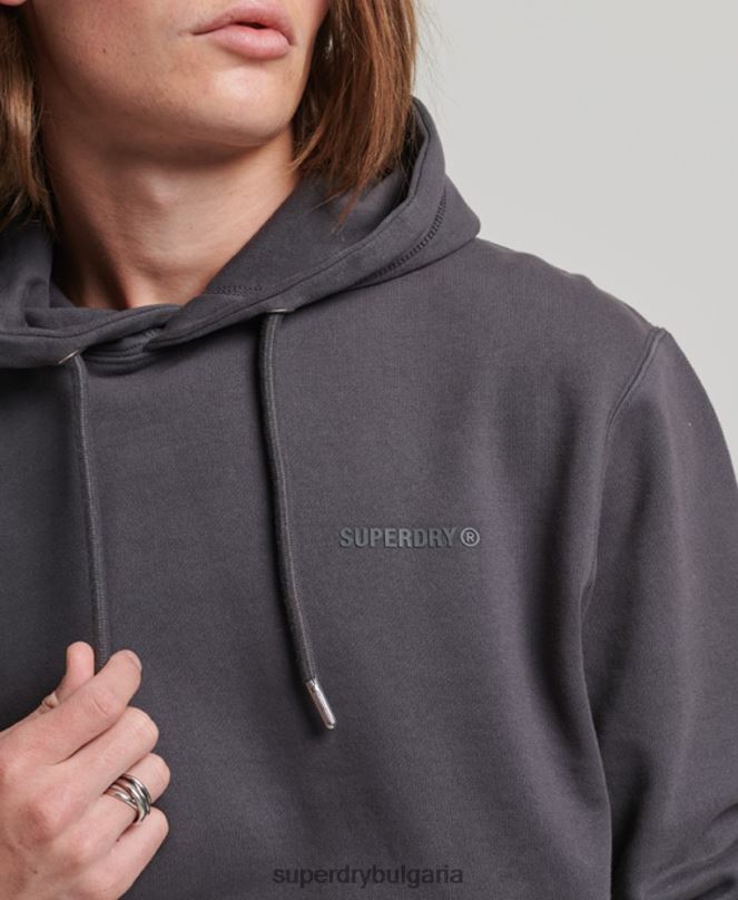 Superdry облекло N00H553 тъмно сив мъже есенциален прекалено боядисан качулка