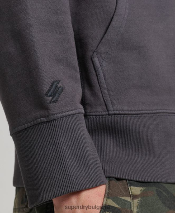 Superdry облекло N00H553 тъмно сив мъже есенциален прекалено боядисан качулка