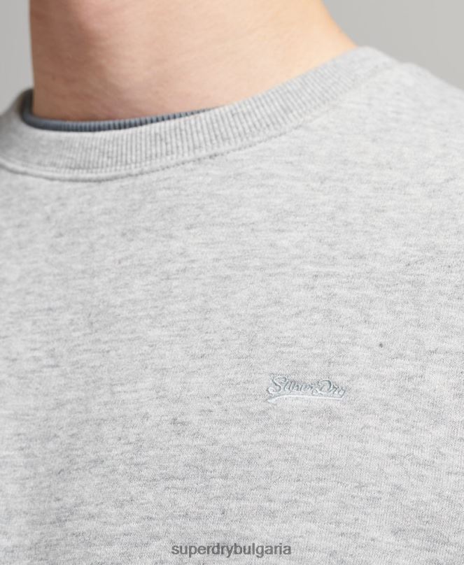 Superdry облекло N00H554 сиво мъже органичен памук есенциален лого екипаж суичър