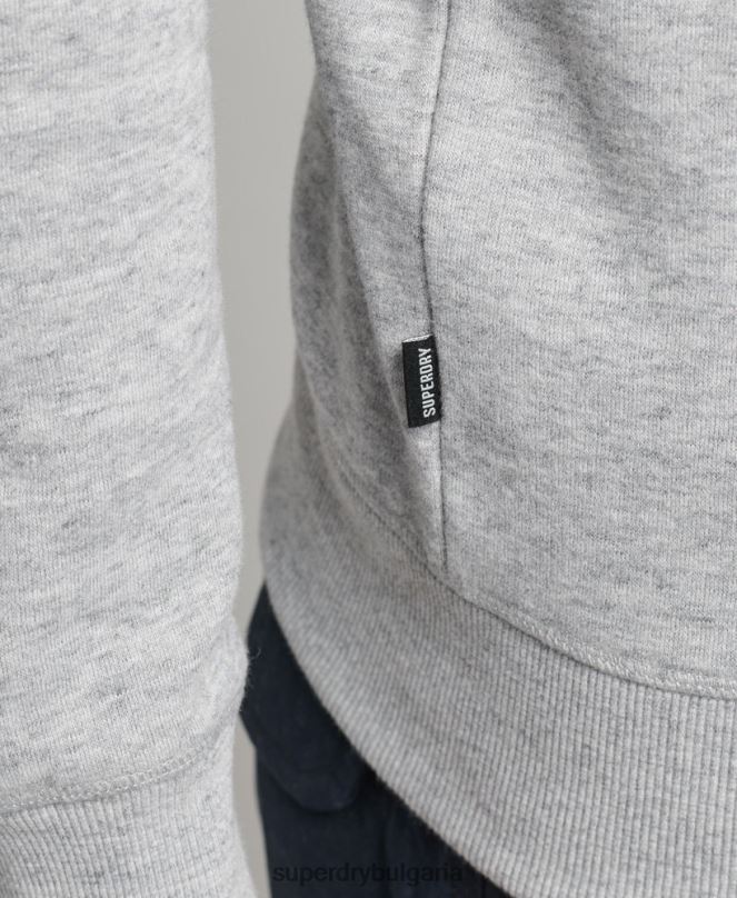 Superdry облекло N00H554 сиво мъже органичен памук есенциален лого екипаж суичър