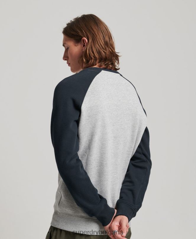 Superdry облекло N00H555 сиво мъже суитшърт на бейзболния екип