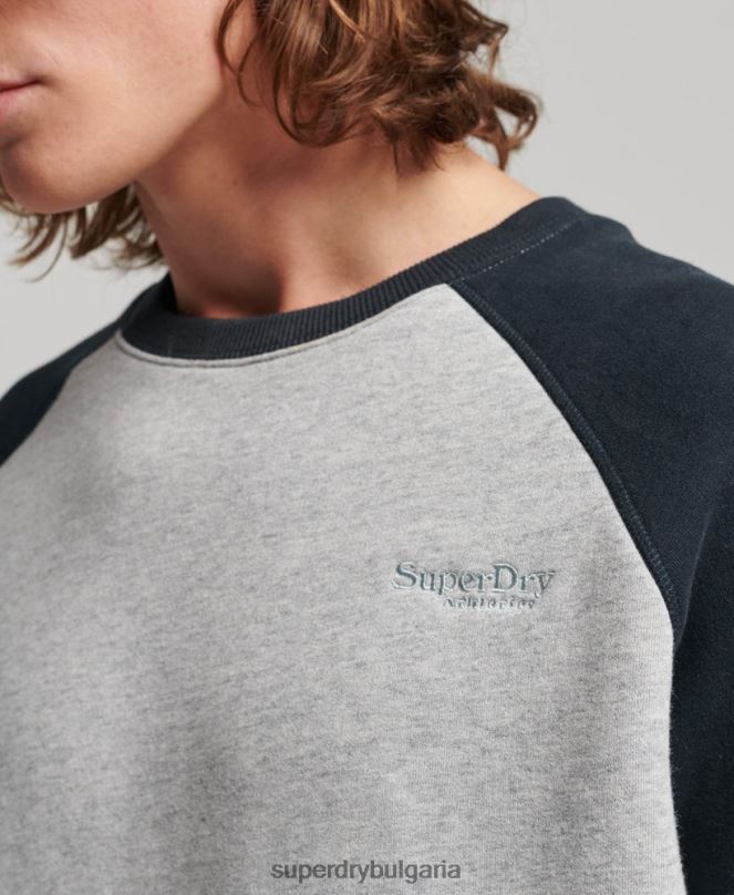 Superdry облекло N00H555 сиво мъже суитшърт на бейзболния екип