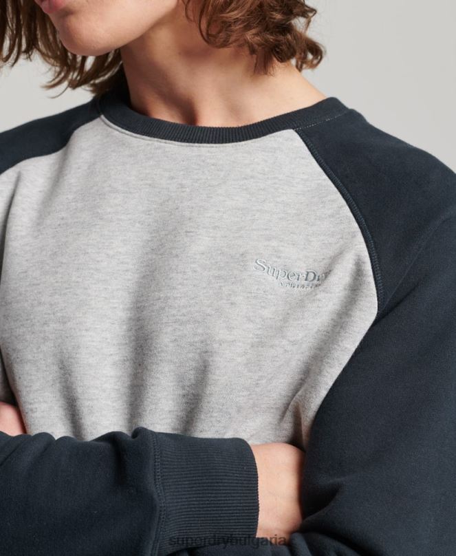 Superdry облекло N00H555 сиво мъже суитшърт на бейзболния екип