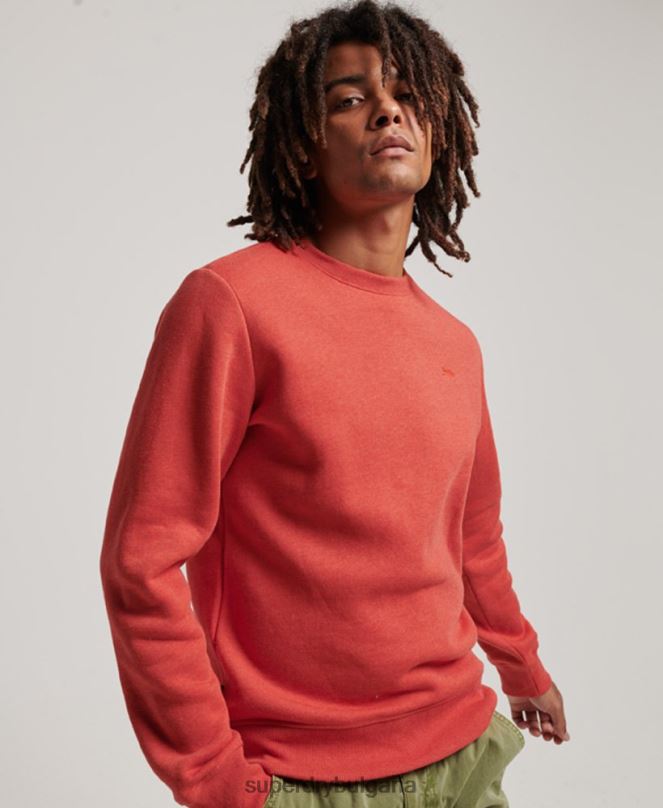 Superdry облекло N00H556 оранжево мъже ретро бродиран суичър на екипажа с лого
