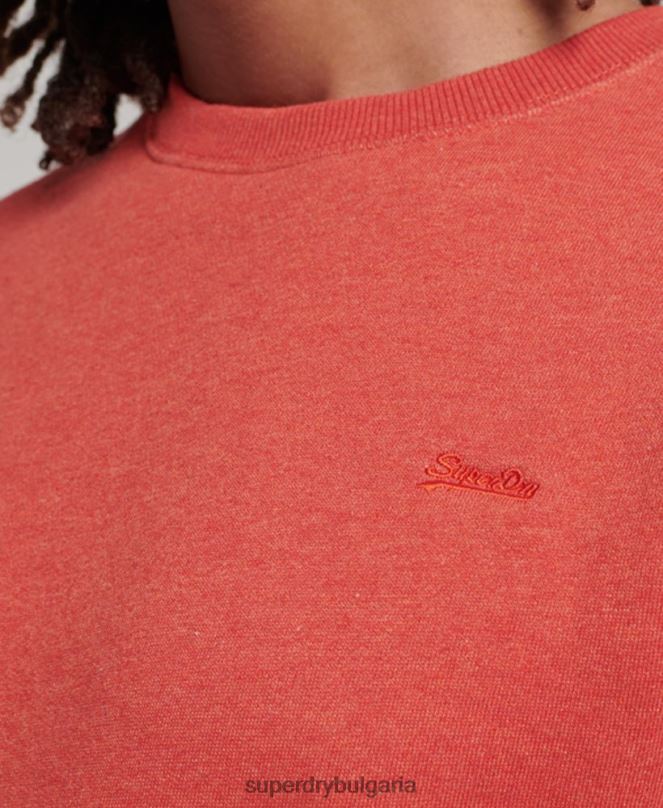 Superdry облекло N00H556 оранжево мъже ретро бродиран суичър на екипажа с лого