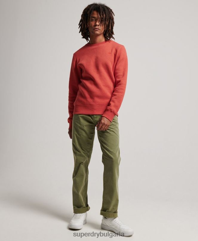 Superdry облекло N00H556 оранжево мъже ретро бродиран суичър на екипажа с лого