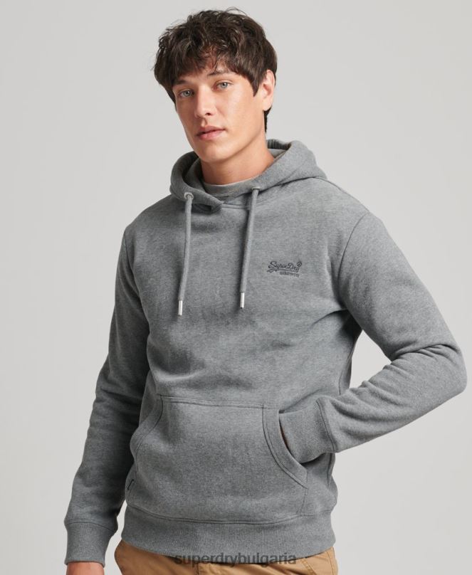 Superdry облекло N00H560 сиво мъже суичър с лого от органичен памук