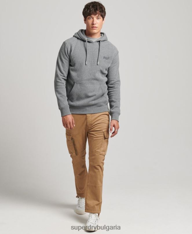 Superdry облекло N00H560 сиво мъже суичър с лого от органичен памук